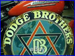 VINTAGE LARGE PORCELAIN DODGE BROTHERS DETROIT U. S. A. Dealership 18 inch sign