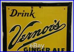 VINTAGE LARGE VERTICAL 1940s VERNOR'S GINGER ALE SODA POP ADVERTISING SIGN 52