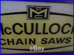 Vintage MC Culloch Chain Saws Lighted Sign, 14 X 8 Yellow, Black Graphics