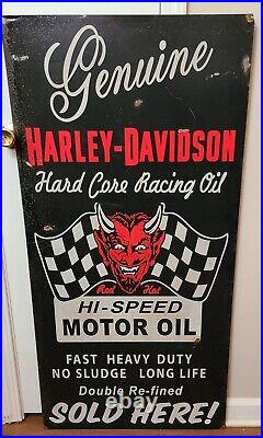 VINTAGE METAL 48 HARLEY-DAVIDSON HI SPEED MOTOR OIL DISPLAY SIGN Knucklehead