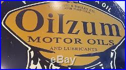 Vintage Oilzum Motor Oils 18 Porcelain Gas & Oil Sign! Large, Not Metal! Nr
