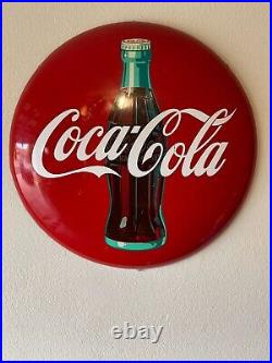 VINTAGE ORIGINAL 36 COCA COLA METAL BUTTON SIGN 1953 Contact for Shipping