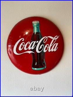 VINTAGE ORIGINAL 36 COCA COLA METAL BUTTON SIGN 1953 Contact for Shipping