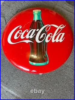 VINTAGE ORIGINAL 36 COCA COLA METAL BUTTON SIGN 1953 Contact for Shipping