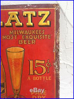 Vintage Original Blatz Heidelberg Advertising Beer Sign 15 Cent Bottle Milwaukee