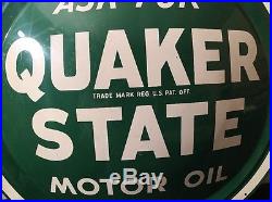 Vintage Original Rare New Old Stock Quaker State Motor Oil 24 Metal Button Sign