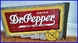 VINTAGE Original Art Deco Dr Pepper Flange Sign