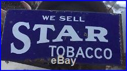 VINTAGE Original Star Tobacco Metal Advertising SIGN Antique double sided