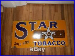 VINTAGE Original Star Tobacco Tobacciana PORCELAIN SSP Advertising SIGN NICE