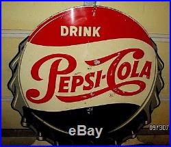 Vintage Pepsi-cola Bottle Cap Sign-more Bounce To The Ounce-51-embossed-store