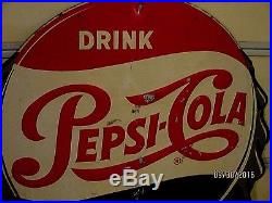 Vintage Pepsi-cola Bottle Cap Sign-more Bounce To The Ounce-51-embossed-store