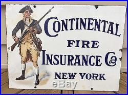 VINTAGE PORCELAIN Continental Insurance Advertising Sign