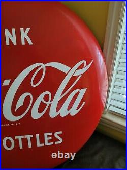 VINTAGE PORCELAIN Drink Coca-cola In Bottles COKE BUTTON 36 Sign Mint Condition