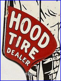 VINTAGE PORCELAIN HOOD TIRE Authorized Dealer Sign Great Cutout Shape & Color