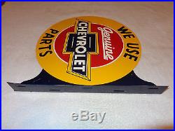 Vintage Rare Chevy We Use Genuine Chevrolet Parts 19 X 18 Metal Flange Sign