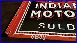 Vintage Scarce Red Indian Motor Oil 18 X 12.5 Porcelain 2 Sided Gas & Oil Sign