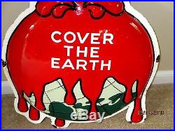 VINTAGE SHERWIN WILLIAMS PAINT PORCELAIN-3-D SIGN-43-SWP-COVER THE EARTH