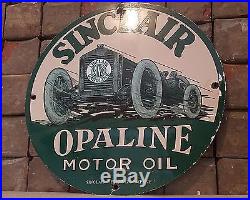 Vintage Sinclair Opaline Motor Oil Gasoline 11 5/8 Metal Gas Sign Pump Plate