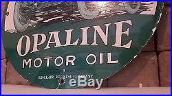 Vintage Sinclair Opaline Motor Oil Gasoline 11 5/8 Metal Gas Sign Pump Plate