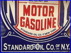 Vintage Socony Motor Oil 18 X 15 Porcelain Double Sided Gas & Oil Flange Sign
