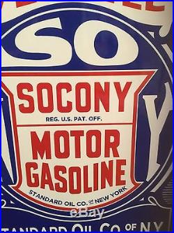 Vintage Socony Motor Oil 18 X 15 Porcelain Double Sided Gas & Oil Flange Sign