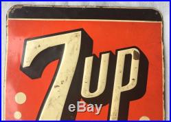 VINTAGE SODA 1951 7up METAL ADVERTISING SIGN RARE USA STOUT SIGN CO ST LOUIS MO