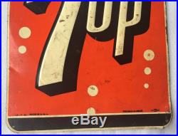 VINTAGE SODA 1951 7up METAL ADVERTISING SIGN RARE USA STOUT SIGN CO ST LOUIS MO