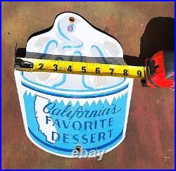 VINTAGE and ORIGINAL California's Favorite Ice Cream Aluminum Advertising Sign