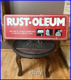 VTG LARGE Rust-oleum Paint Display SIGN Store Advertising Rustoleum Double Sided VTG LARGE Rust-oleum Paint Display SIGN Store Advertising Rustoleum Double Sided