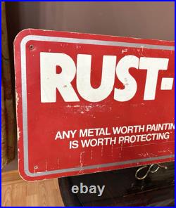 VTG LARGE Rust-oleum Paint Display SIGN Store Advertising Rustoleum Double Sided VTG LARGE Rust-oleum Paint Display SIGN Store Advertising Rustoleum Double Sided