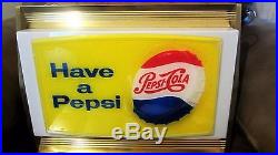 Vtg Pepsi Cola Advertising Lighted Sign 1960-nice