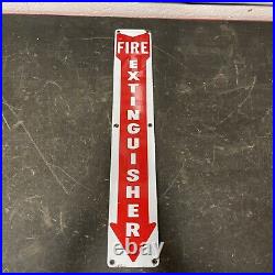 VTG Porcelain FIRE EXTINGUISHER Original Safety Advertising Sign Down Arrow SSP