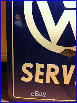 VW Service Porcelain Metal Sign Rare Vintage Genuine Original 60s Volkswagen