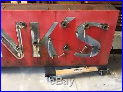 VinTagE Original NEON FRANK'S Double Sided PORCELAIN Sign OLD Adveryising Store