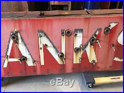 VinTagE Original NEON FRANK'S Double Sided PORCELAIN Sign OLD Adveryising Store