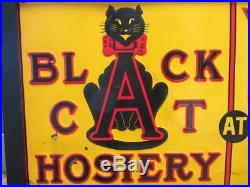 Vintage 1920 Embossed Black Cat Hosiery Hardware Framed Sign RARE Store 9866