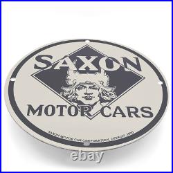 Vintage 1920 Saxon Motor Cars Porcelain Enamel Gas & Oil Garage Man Cave Sign