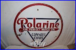 Vintage 1920's Polarine Motor Oil Gas Station 2 Sided 30 Porcelain Metal Sign