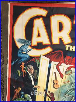Vintage 1920's canvas Carter the Great 80x106 Dead Materalize Magic poster