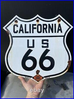 Vintage 1927 California Auto Association Porcelain Sign Route 66 Highway Gas Oil