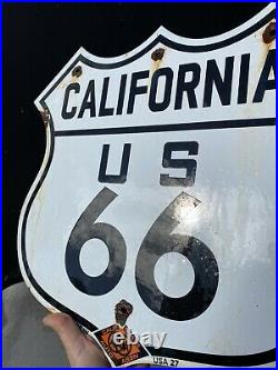 Vintage 1927 California Auto Association Porcelain Sign Route 66 Highway Gas Oil