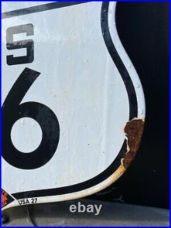 Vintage 1927 California Auto Association Porcelain Sign Route 66 Highway Gas Oil