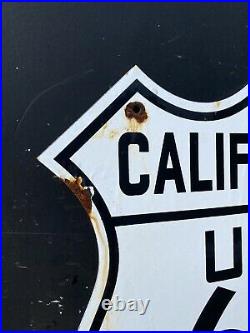 Vintage 1927 California Auto Association Porcelain Sign Route 66 Highway Gas Oil