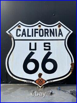 Vintage 1927 California Auto Association Porcelain Sign Route 66 Highway Gas Oil