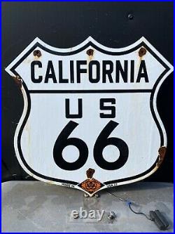 Vintage 1927 California Auto Association Porcelain Sign Route 66 Highway Gas Oil