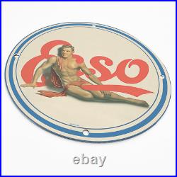 Vintage 1930 Esso Gasoline Oil Porcelain Enamel Gas & Oil Garage Man Cave Sign