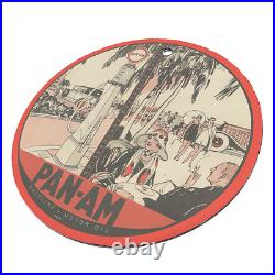 Vintage 1930 Pan-am Gasoline Porcelain Enamel Gas & Oil Garage Man Cave Sign