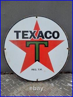 Vintage 1930 Texaco Porcelain Sign 14 Texaco Star Gas Oil Service Pump Plate