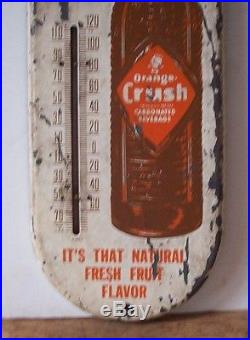 Vintage 1930's-1940 Orange Crush Soda Advertising Metal Thermometer Sign