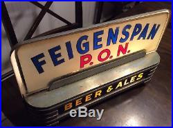 Vintage 1930's FEIGENSPAN Beer Lighted ROG Back Bar Sign Price Brothers Display